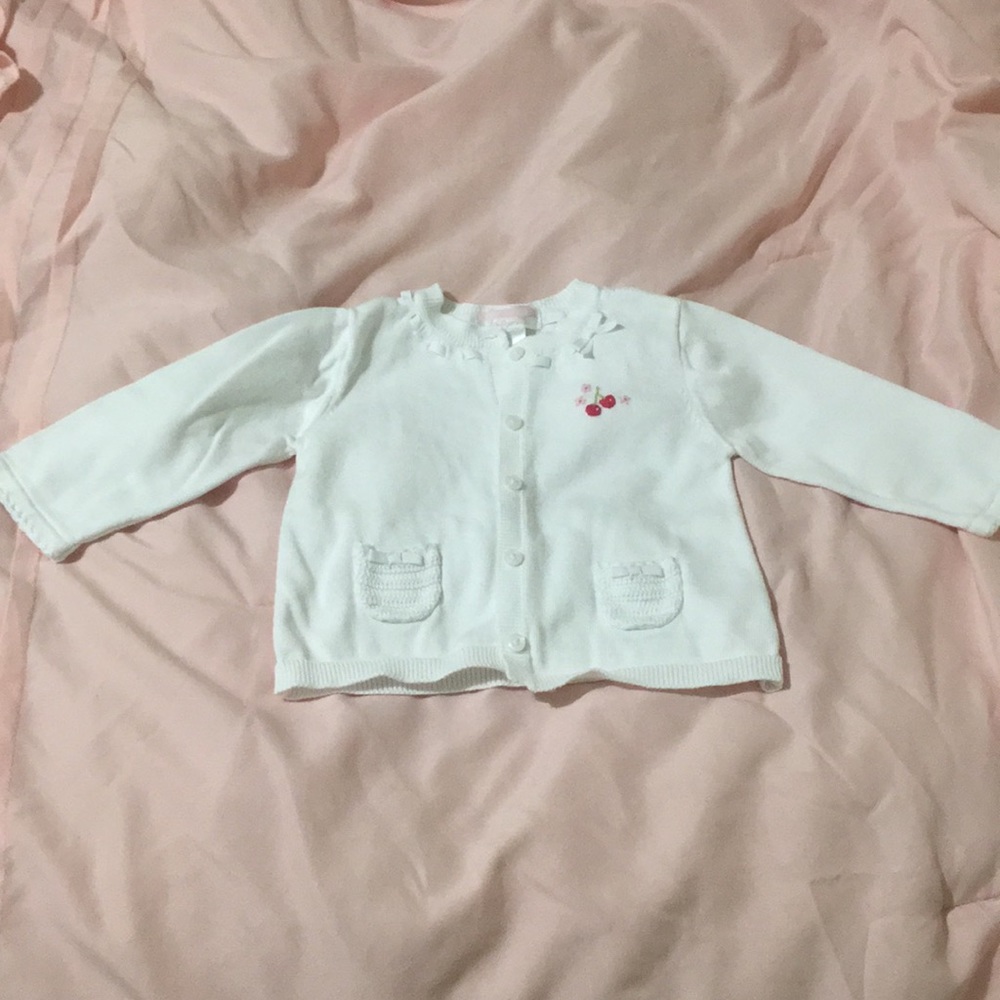 Janie and Jack White cherry sweater, 6-12 months